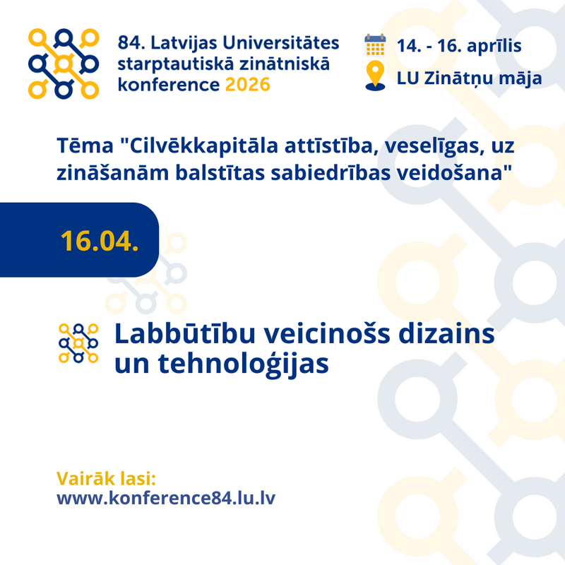 Konferences sesija "Labbūtību veicinošs dizains un tehnoloģijas" pulcēs pētniekus diskusijām par mūsdienu izaicinājumiem