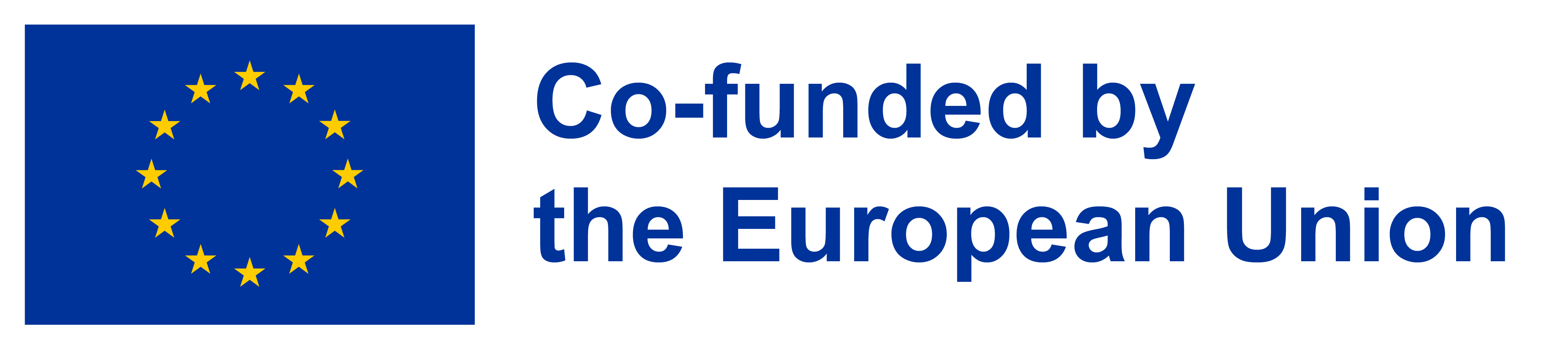 Eiropas Savienības karogs un uzraksts angļu valodā “Co-funded by the European Union” (Līdzfinansē Eiropas Savienība).
