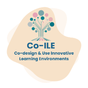 Projekta CO-ILE “Co-design & Use Innovative Learning Environments” logotips.
